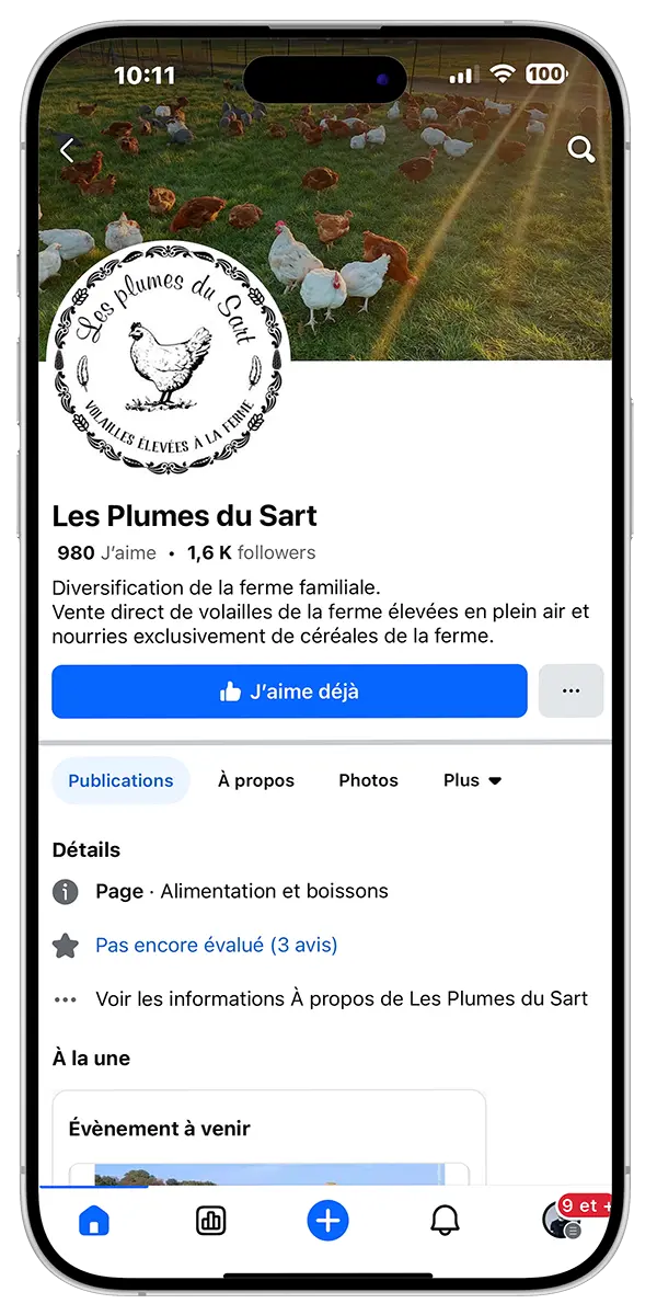 Page Facebook de la Ferme du Sart